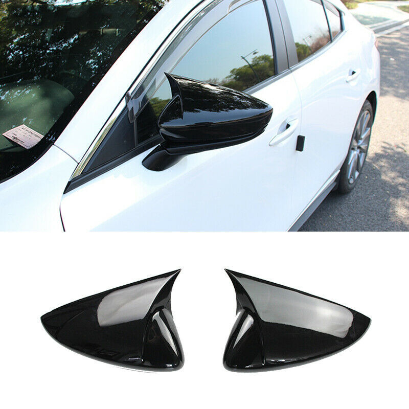for Mazda 3 Axela 2019-2023 Glossy Black OX Horn Rearview Side Door Mirror Cover