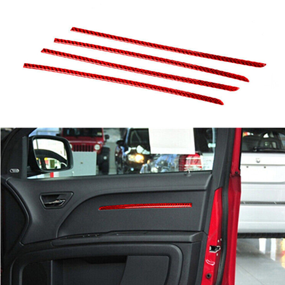 4Pcs Carbon Fiber Door Decorative Strips Trim for Dodge Journey 2009-2010 Red