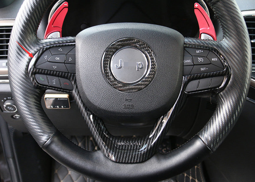 for Jeep Grand Cherokee 2014-2020 Carbon Fiber Steering Wheel Strip Cover Trim