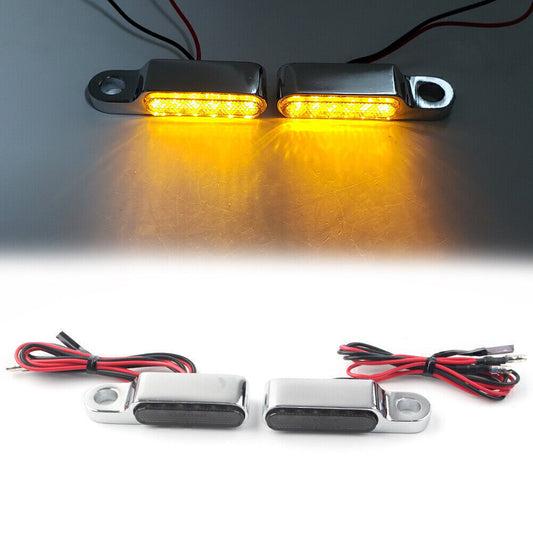 2PCS for Mini LED Motorcycle Turn Signal Light Brake Clutch Lever Flashers Silver