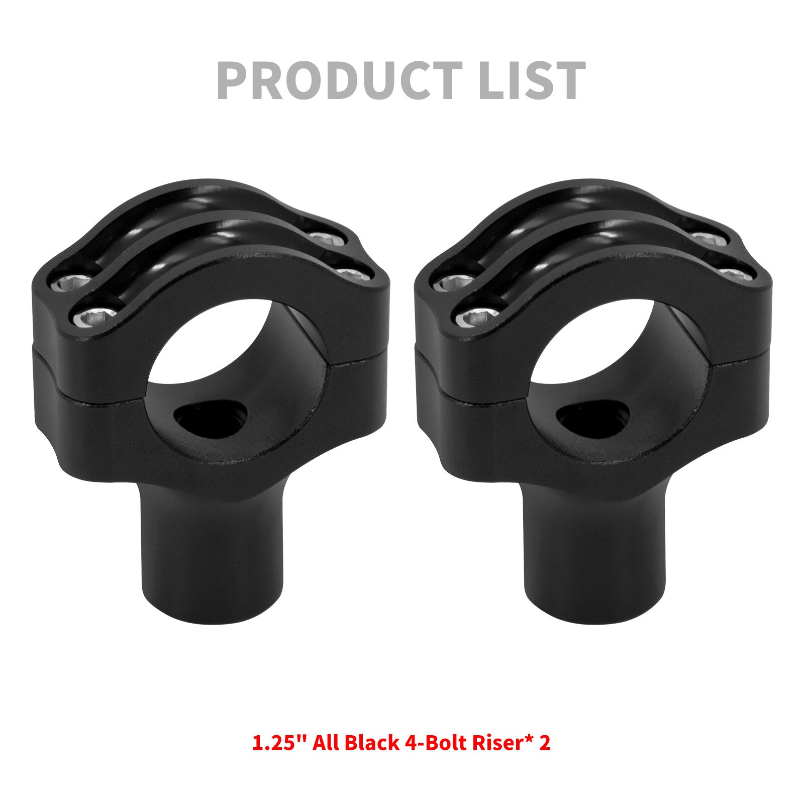 Black Riser Clamp Mount for Harley 1.25 Handlebars Dyna Softail Road King Glide