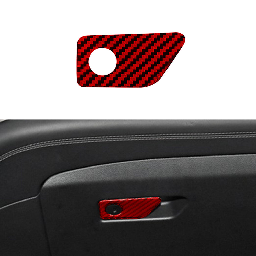 Red Carbon Fiber Glove Box Latch Switch Cover Trim for Ford Explorer 2020-2023