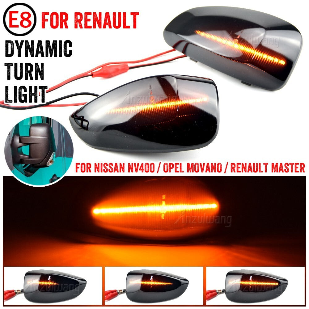 2pcs LED Dynamic Side Mirror Turn Signal Light Assembly for Renault Master