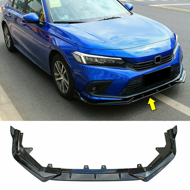 for Honda for Civic 11th 22-2023 Glossy Black Front Bumper Lip Spoiler Bodykit Refit