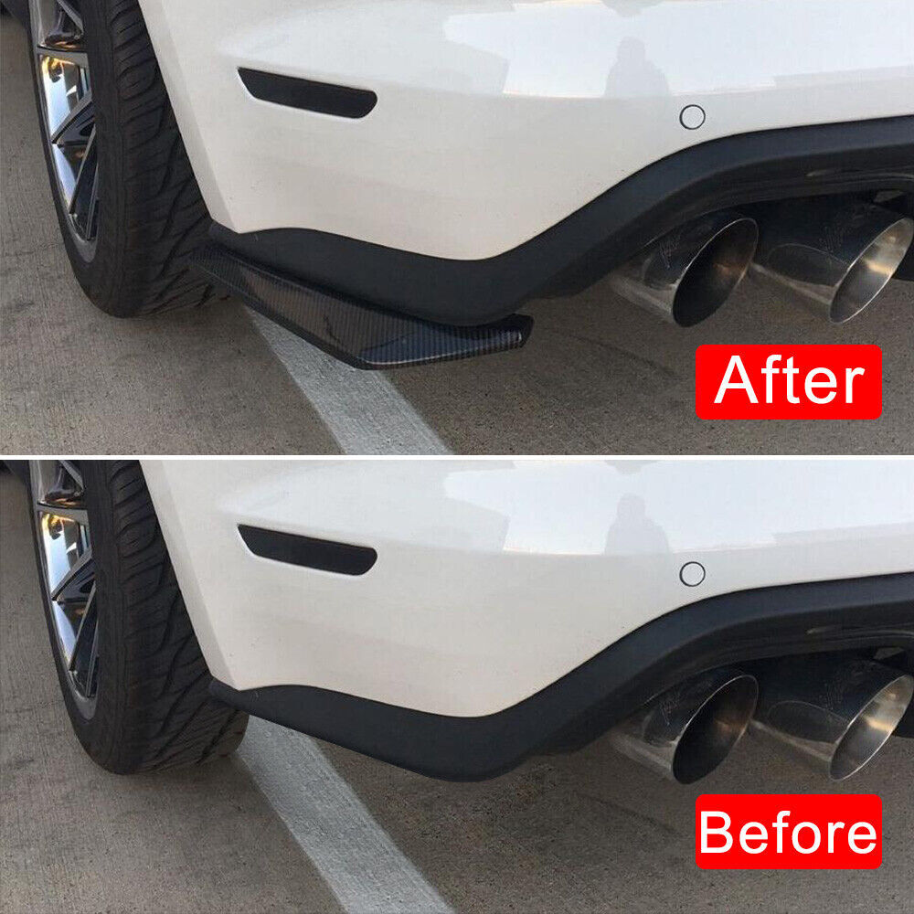 Carbon Fiber Black Rear Bumper Lip Diffuser Splitter Canard Protector Universal