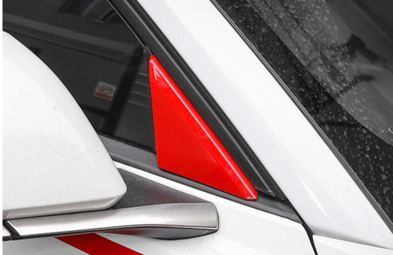 for Ford for Mustang 2017-2023 Glossy Red A-Pillar Front Triangle Cover Trim 2pcs