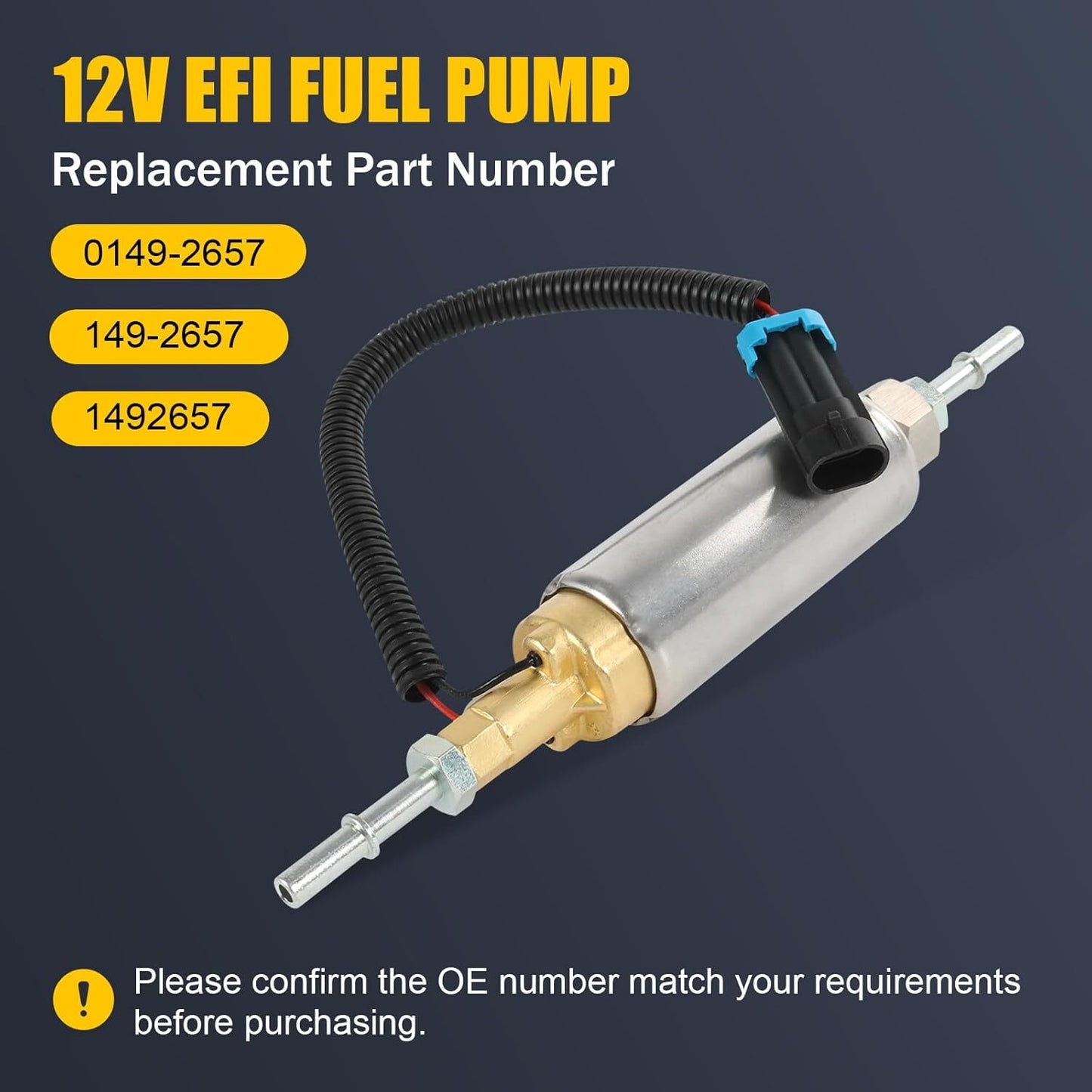 12V Fuel Pump 01492657 1492657 For Onan Generator HGJAA HGJAD Series