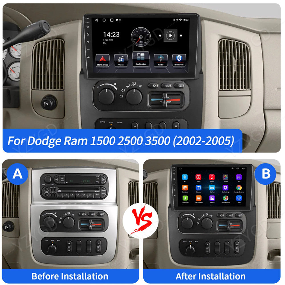 for Dodge for Ram 1500 2500 3500 2002-2005 Car Stereo Radio Android 14.0 CarPlay GPS