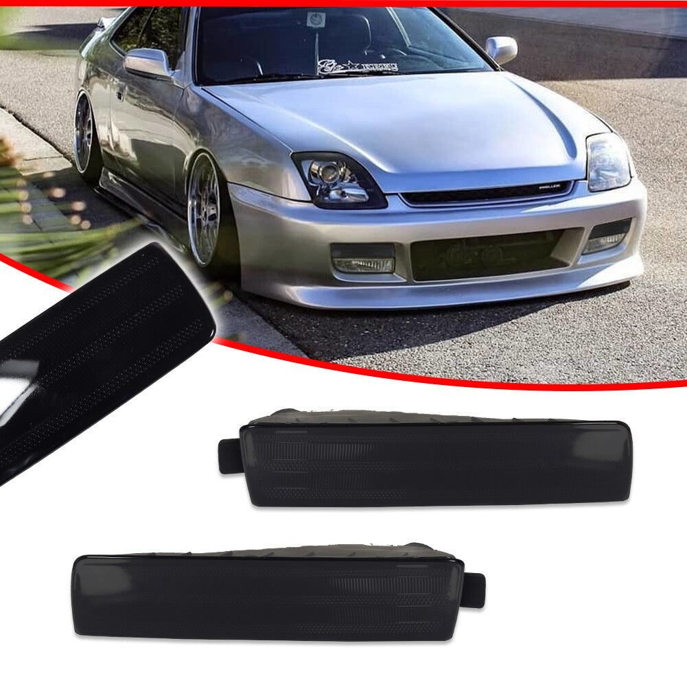 A pair of smoked black bumper park lights for 1997-2001 for Honda Prelude