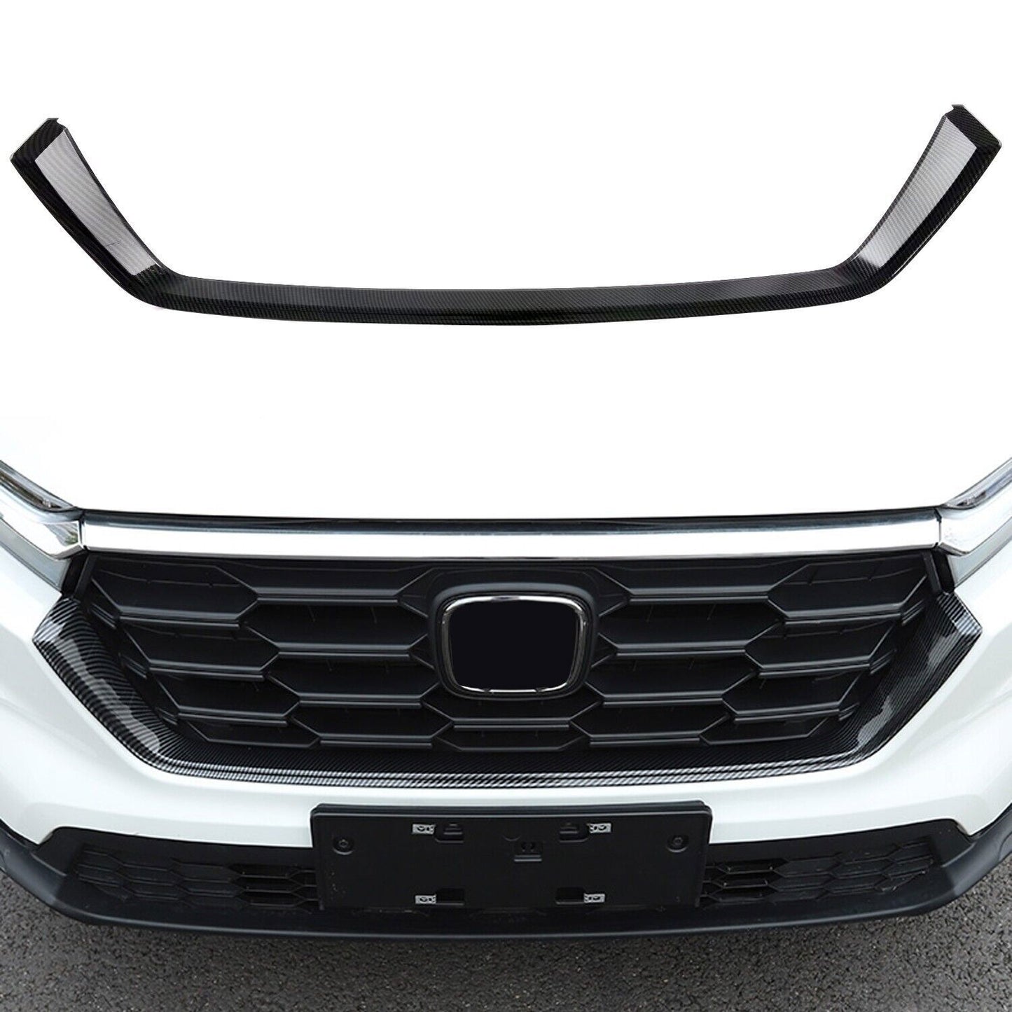 for Honda CR-V 2023-2024 Carbon ABS Front Bumper Grille Lower U Shape Trim Strip