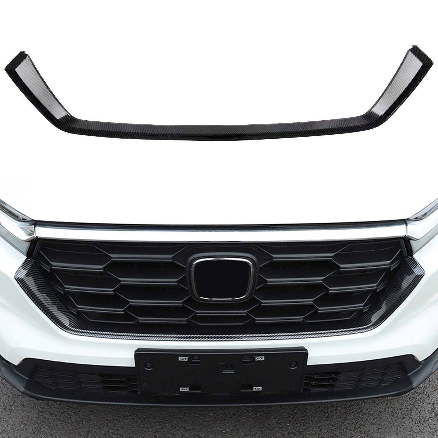 for Honda CR-V 2023-2024 Carbon ABS Front Bumper Grille Lower U Shape Trim Strip