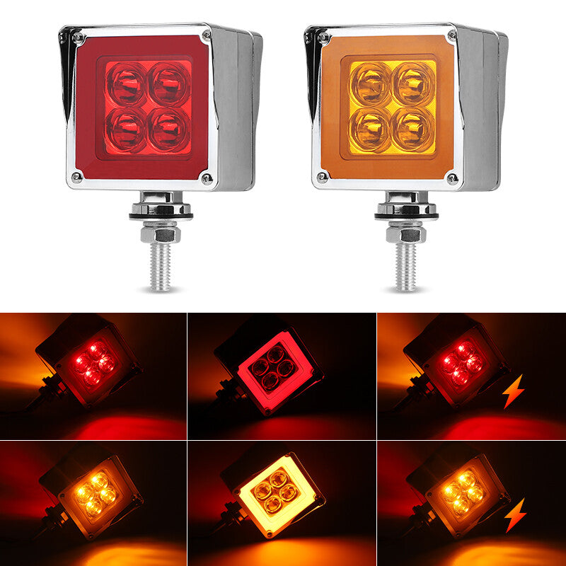 2x 3'' LED Dual Face Side Marker Light Turn Signal Brake Lamp 12V 24V Truck Car