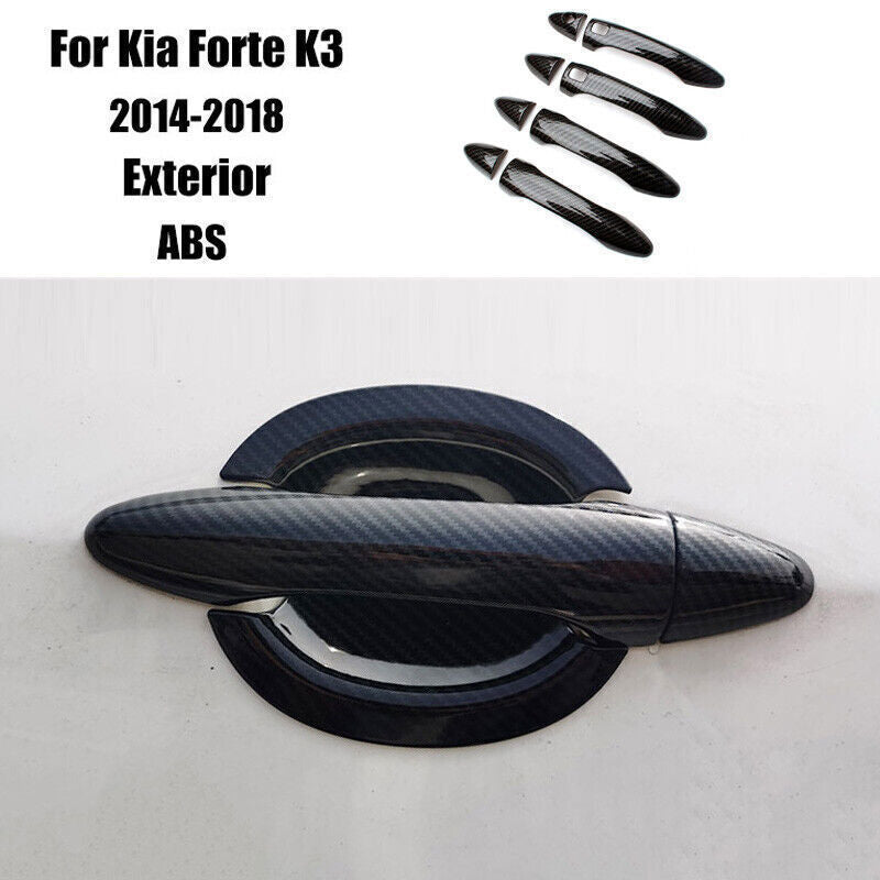 for Kia Forte K3 2014-18 Carbon Fiber Look Exterior Side for Smart Door Handle Trim