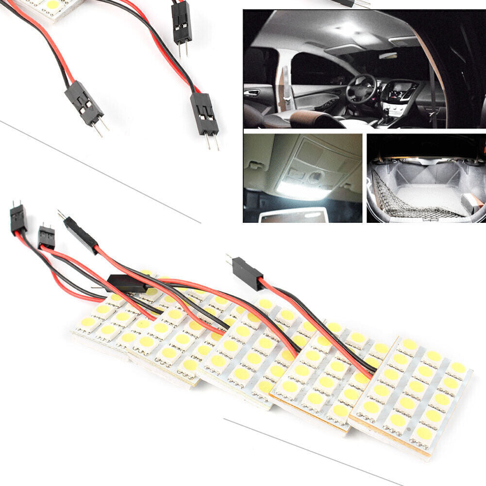 5050 15SMD Xenon Panel LED Interior Light Bulb T10 BA9S Adapters White 5PCs Car
