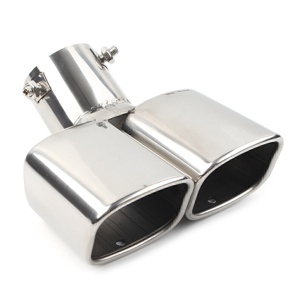 Universal DualSilver Rear Exhaust Pipe Tail Muffler Tip Square Accessories