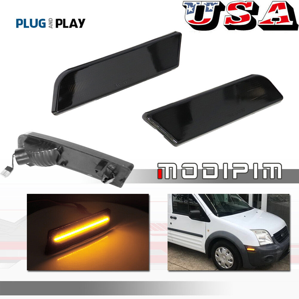 Euro-style smoke lens SideMarker turn signal kit for Ford Transit Connect 10-13
