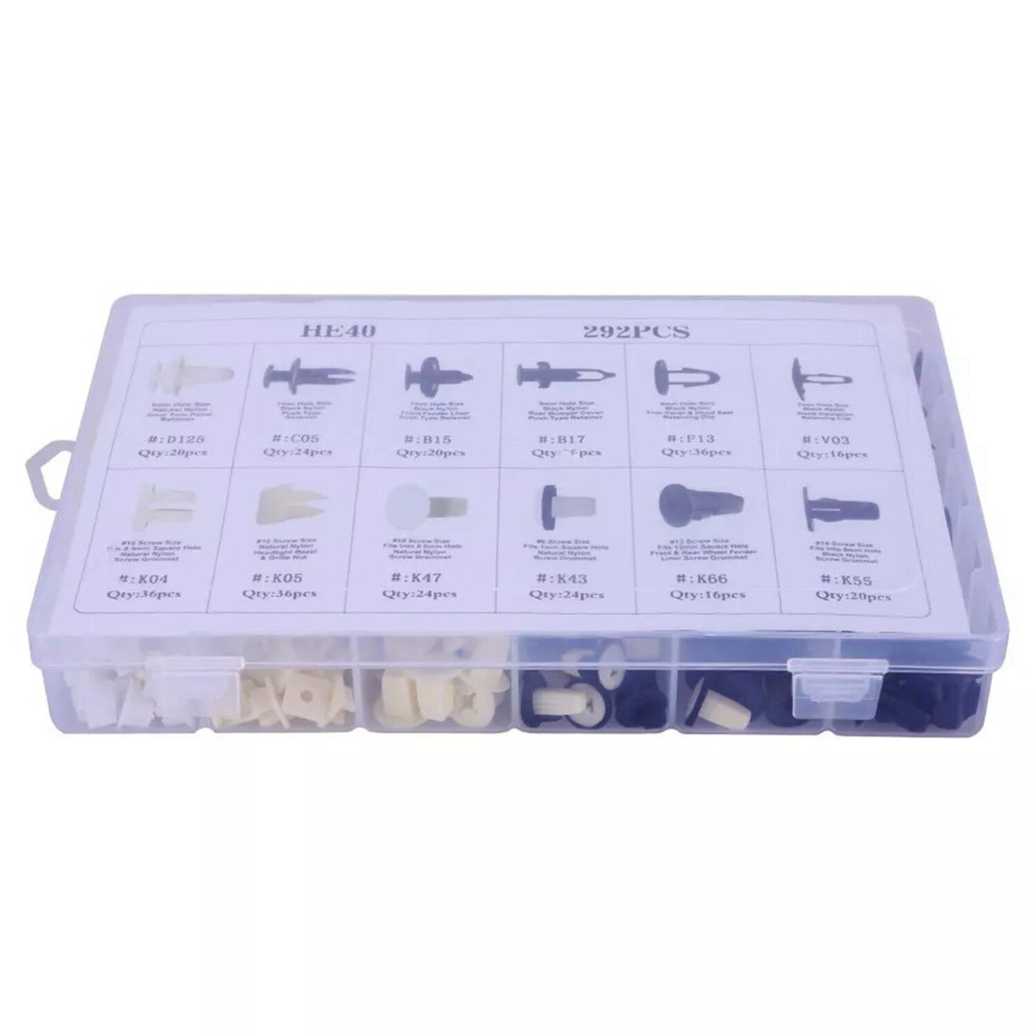 292x Fender Door Hood Bumper Trim Clip Body Retainer Assortment  1 Plastic Box