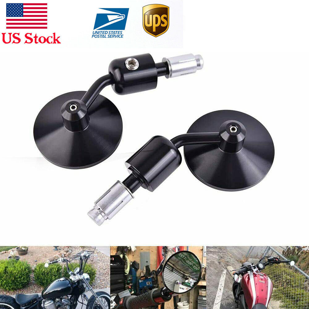 7/8 22MM Handlebar Bar End Motorcycle Rearview Mirror Round Side Mirrors Custom