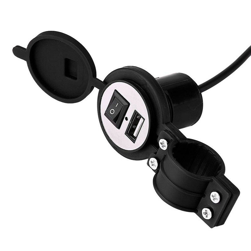 12V Waterproof Motorcycle Universal USB Socket Button Charger Port Cable Adapter
