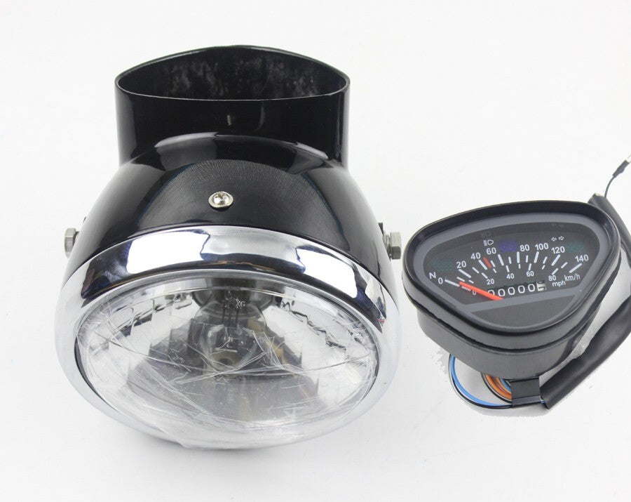 Black Aluminium Headlight Headlamp 140 KM/H Speedometer for Honda Dax CT70 ST70