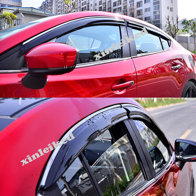 for Mazda 3 Axela 14-18 Black Window Visor Vent Sun Shade Rain Guard Door Visor