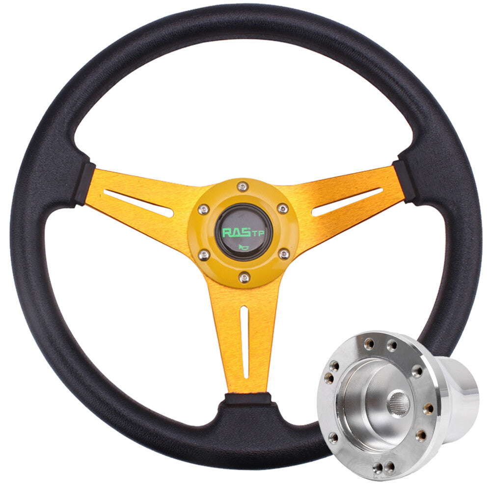 New 14inch for Golf Cart Gold 56 Hole Steering Wheel with for Yamaha G1-G29 Hub Adapter