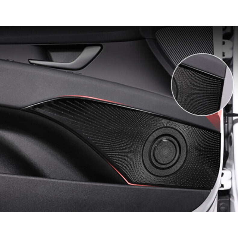 for Hyundai for Elantra 2021-2023 Black Steel Inner Door Speaker Frame Cover Trim 4x