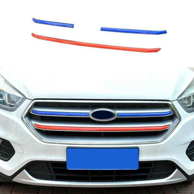 Red+Blue Front Upper Mesh Grille Grill Strip Trim for Ford Escape Kuga 2017-2019