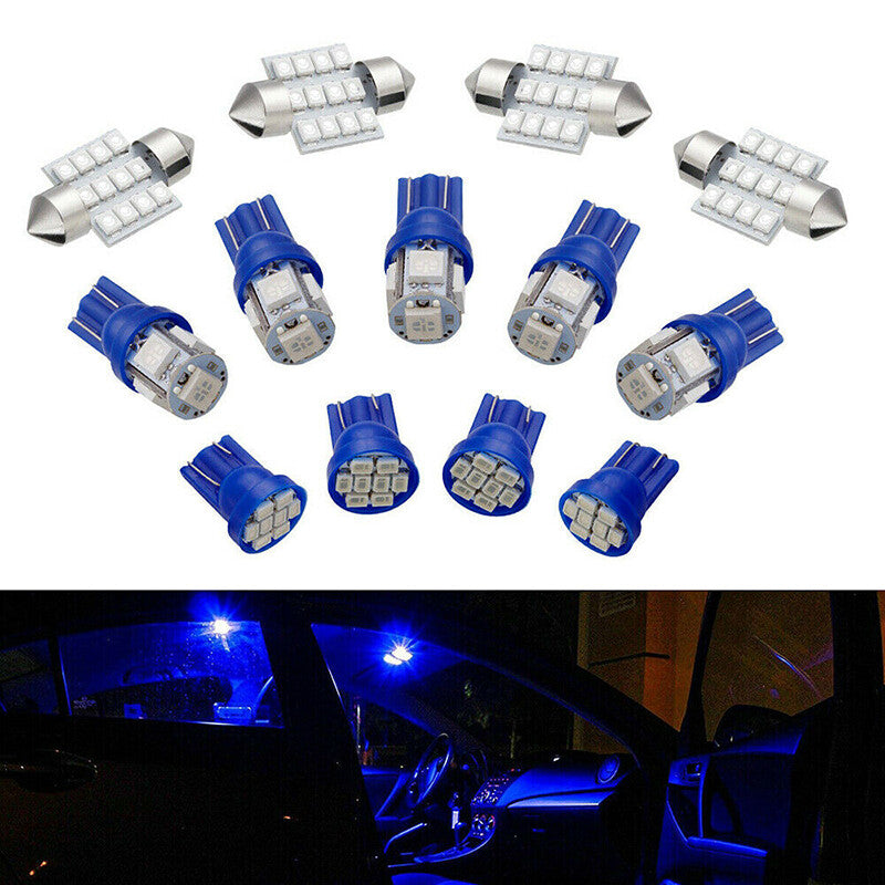 13Pcs Car Interior LED Light For Dome Map License Plate Lamp Bulbs Accessories
