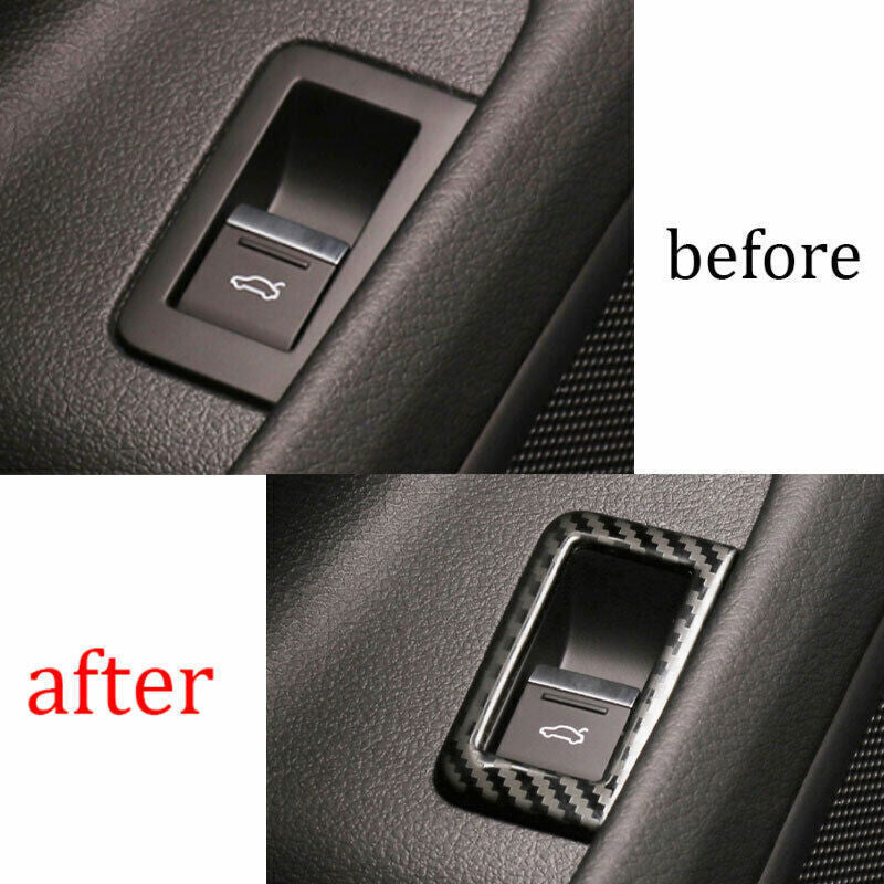 for Audi A6 A7 2019-2024 Steel Carbon Fiber Rear Door Tailgate Button Cover Trim