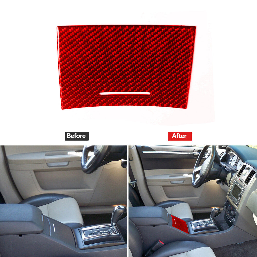 Red Carbon Fiber Watercup Panel Holder Cover Trim Sticker for Chrysler 300 05-07
