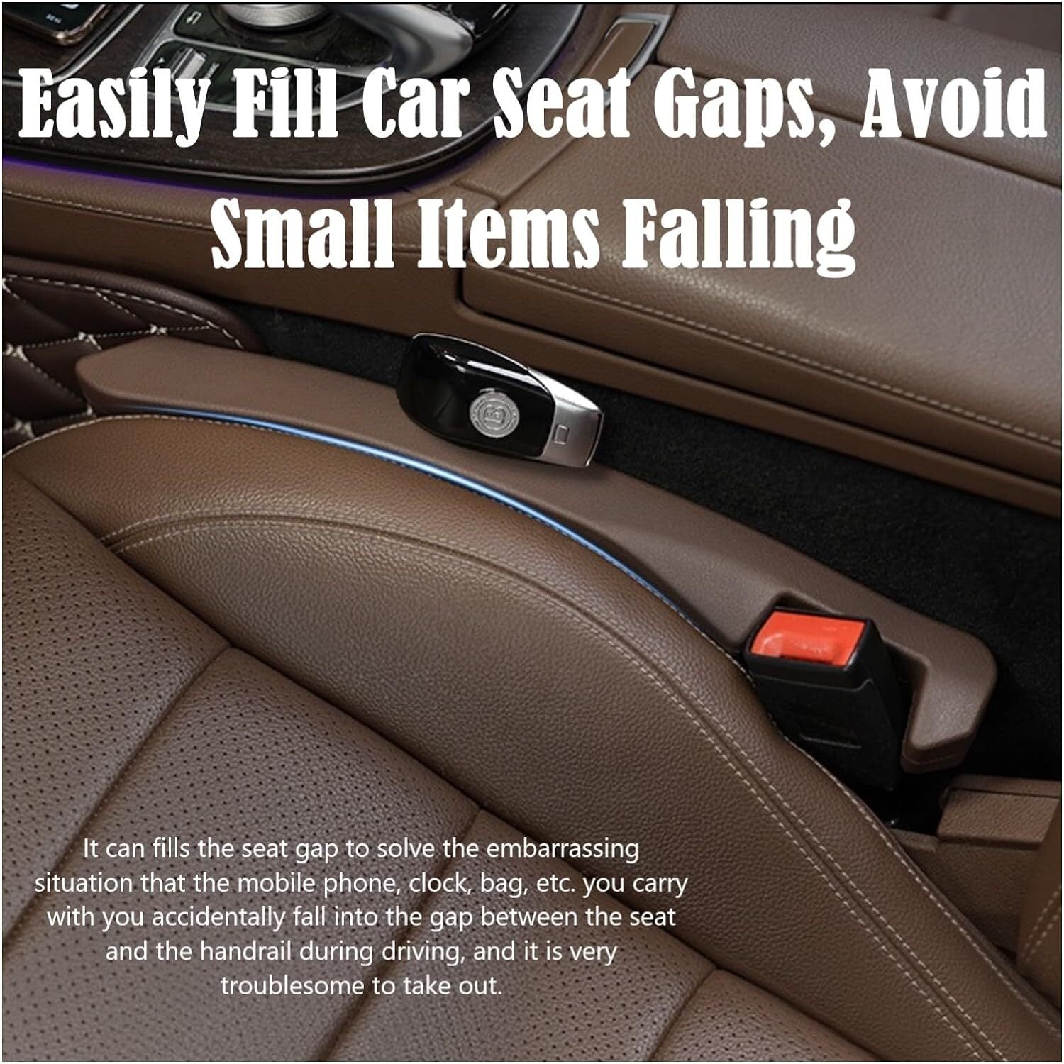 2-Pack Brown Car for Seat Gaps Filler for Cars, SUVs, and Trucks