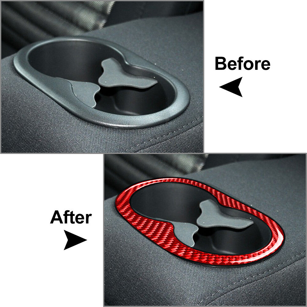 Carbon Fiber Rear Water Cup Holder Cover Trim for Dodge for Challenger 2015-2023 20