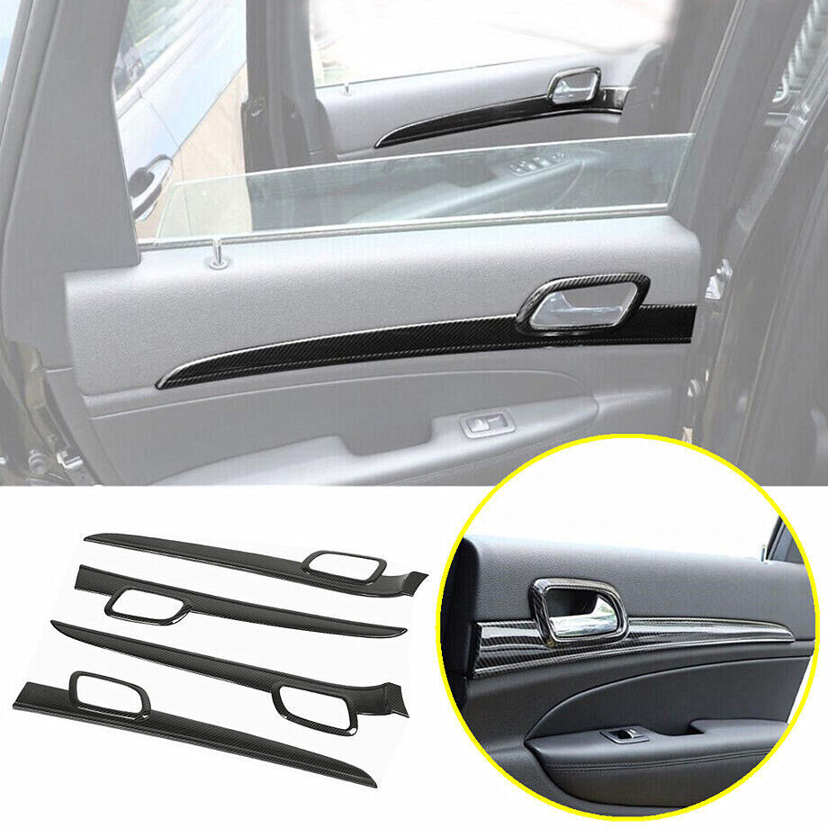 For 2011-20 for Jeep Grand Cherokee Carbon Fiber ABS Inner Door Panel Strip Trim 4Pc