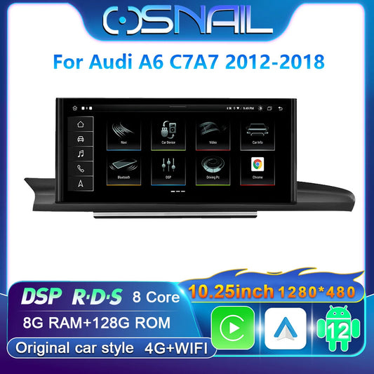 for Audi A6 C7 A7 2012-2018 GPS Video Player CarPlay Stereo IPS Screen Car Radio