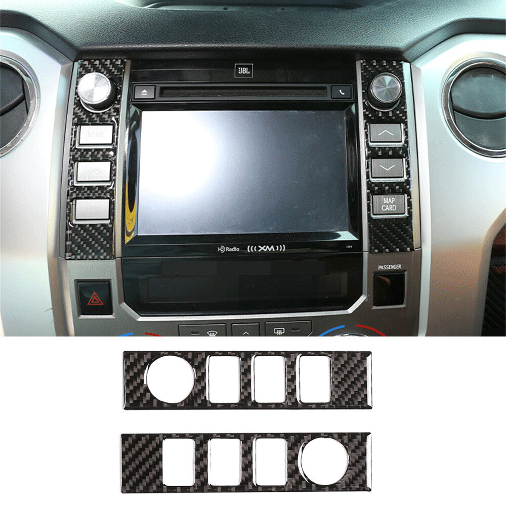 Carbon Fiber Central Console Volume Switch Button Trim for T@yota Tundr@ 2014-21