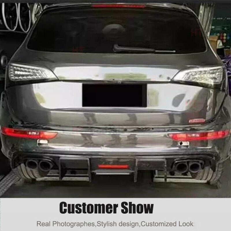Suitable for Audi Q5 SQ5 2012 - 2018, carbon fiber rear bumper diffuser lip with LED lights.