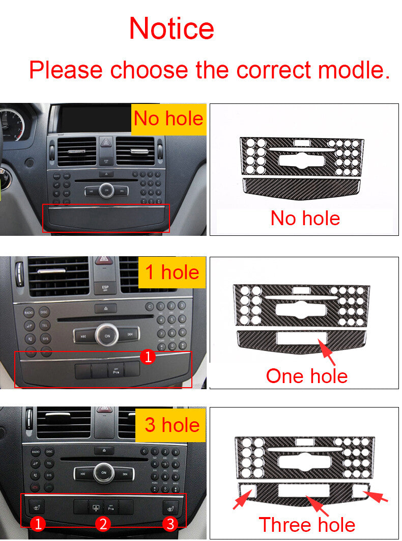 Soft Carbon Fiber Central Control CD Panel Cover for Benz C Class W204 2007-2010