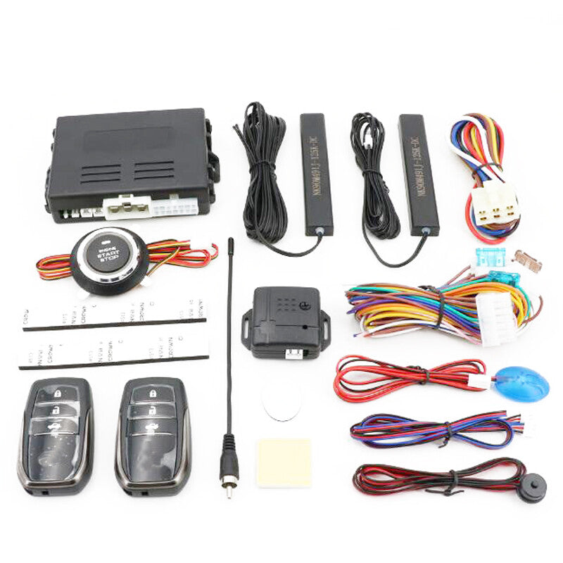 12V Keyless Entry Engine Start Alarm System Button Remote Start/Stop Kit
