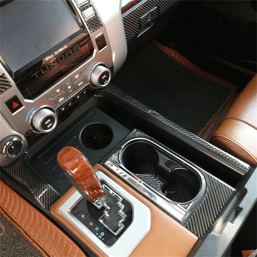 Soft Carbon Fiber Central Control Gear Shift Side Trim for T@yota Tundr@ 2014-21