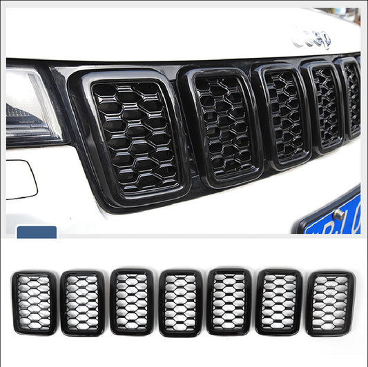 for Jeep Grand Cherokee 17-20 Front Center Inserts Mesh Grille Cover Trim Black