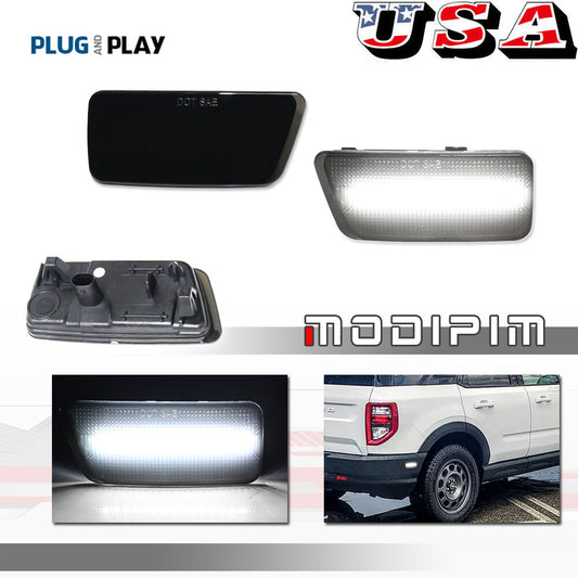 Suitable for 2021-2023 for Ford for Mustang Sport Smoked Rear Side Marker Corner Lights, White, 2-Piece Set