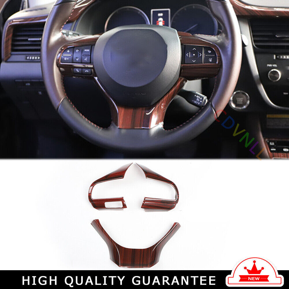 Steering Wheel Button Frame Trim Interior 3 Fit for Lexus RX 2016-2020 Red Wood