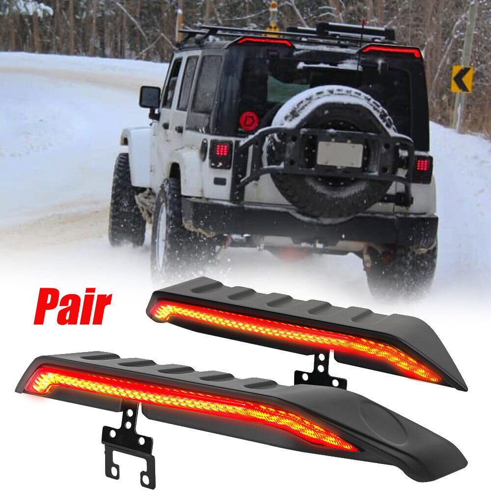 High Mount Roof LED Brake Tail Lights Turn Reverse for 07-18 for Jeep for Wrangler JK