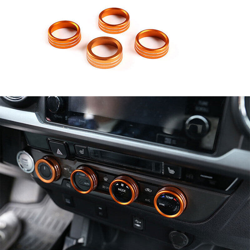 Orange Aluminum Central Console CD Knob Cover Trim for Toyota Tacoma 2016-2022