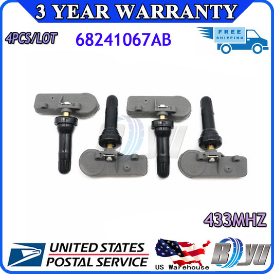 (4) 68241067AB for CHRYSLER for JEEP for DODGE NEW TPMS TIRE PRESSURE SENSOR 56029398AB