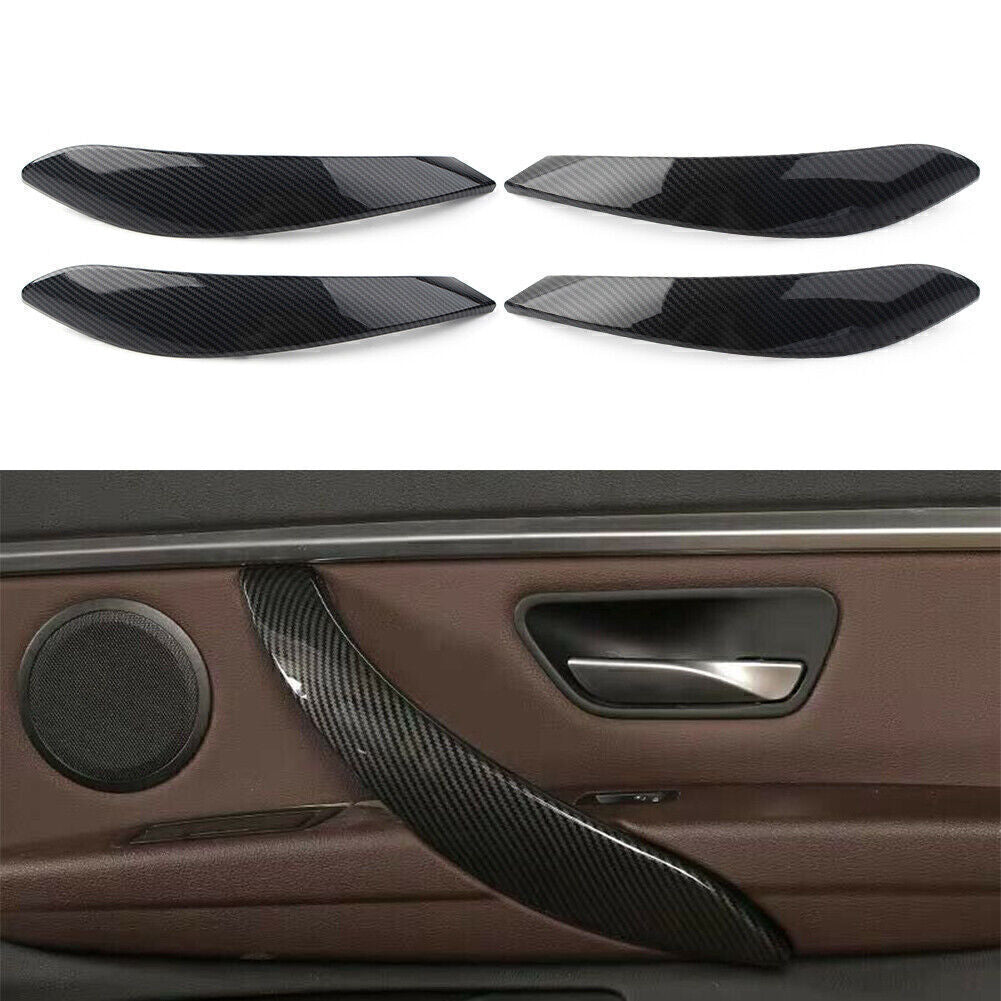 4Pcs Car Inner Door Handle Panel Cover Trim Fit for BMW 3 4 Series 3GT Carbon Fiber