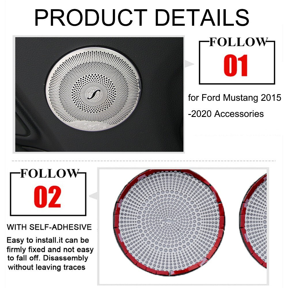Audio Speaker Door Loudspeaker Cover Trim Stickers for Ford for Mustang 2015-2023