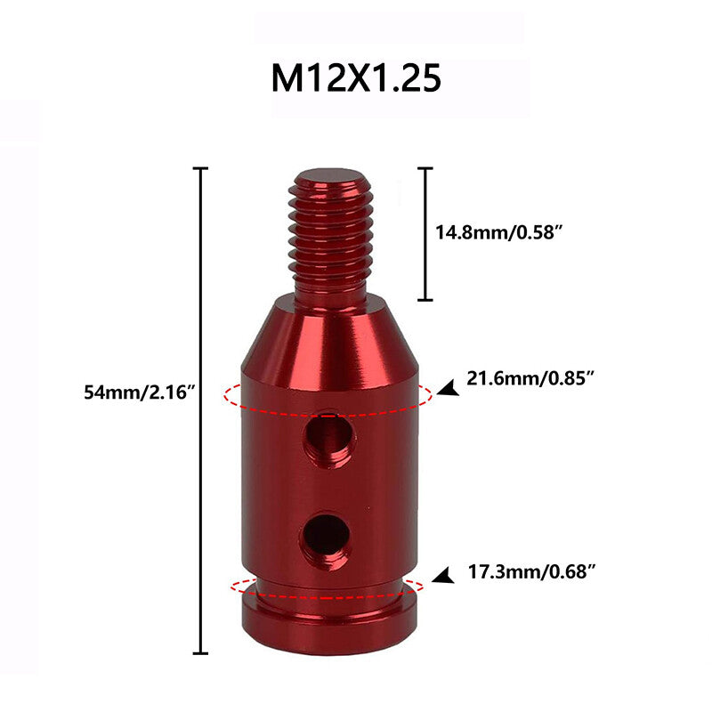 M12 x 1.25 Car Gear Shift Knob Adapter for Non Threaded Shifter Red Universal