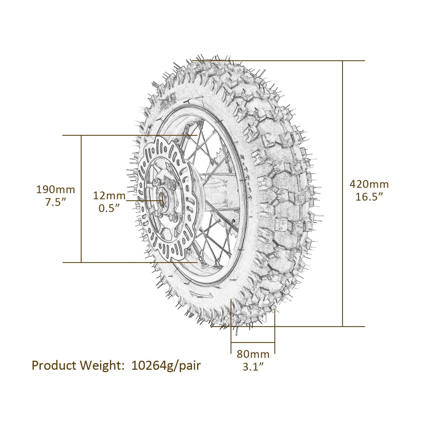 Rear 3.00 - 10 tire rims suitable for 50cc 110cc Trail Dirt Pit Pro bike motocross.